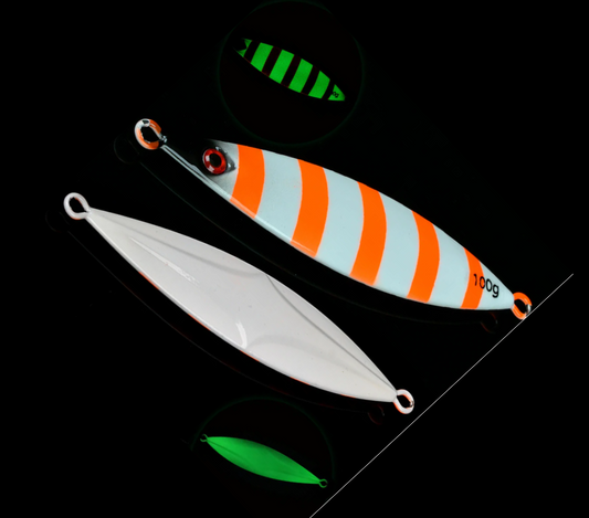 Flutter jig, 100g, glow, Reef Wrecker.